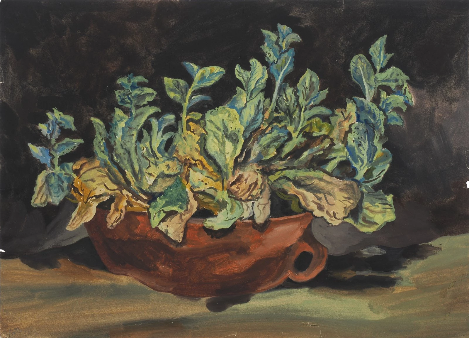 Борис Земенков Натюрморт с зеленью в глиняной миске. 1943 Музей 